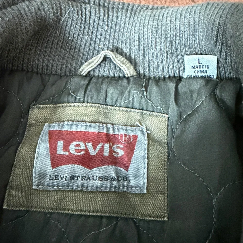 Vintage Levis Strauss Mens Field Jacket Olive‎ Green Canvas Quilted Lined Large